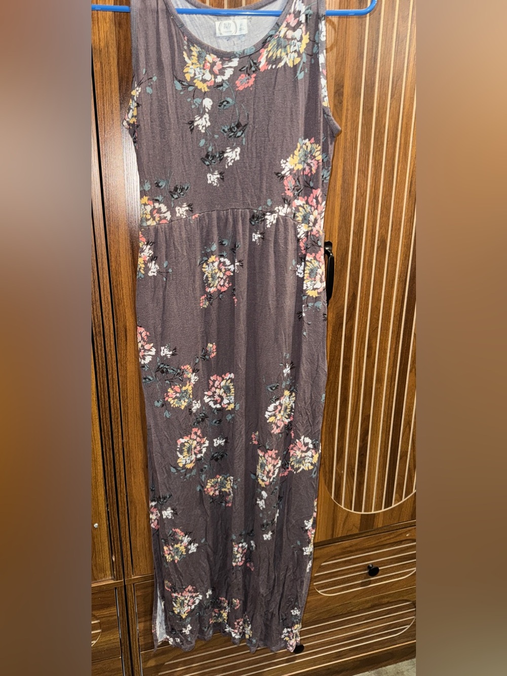 Sleeveless Floral Maxi Dress in Brown